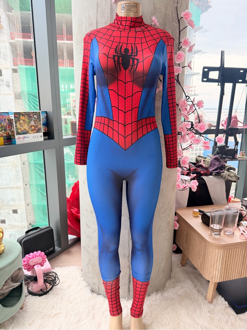 Stretchy Spider Man Full Body Long Sleeve Jumpsuit Halloween Costume Size Small